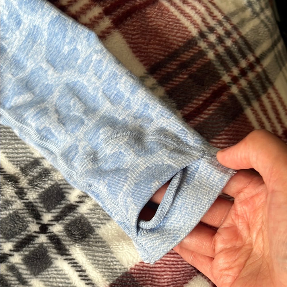 Blue Patterned Long Sleeve Top - Picture 3 of 5